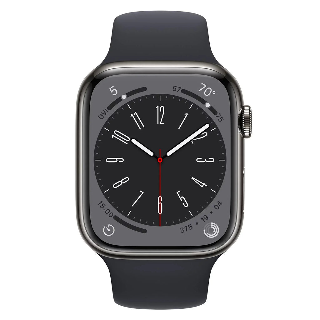 Graphite 8 (Refurbished) Cell Series Restored Apple MNW13LL/A - Stainless Midnight 8 Band Watch Gen Steel 45mm Sport