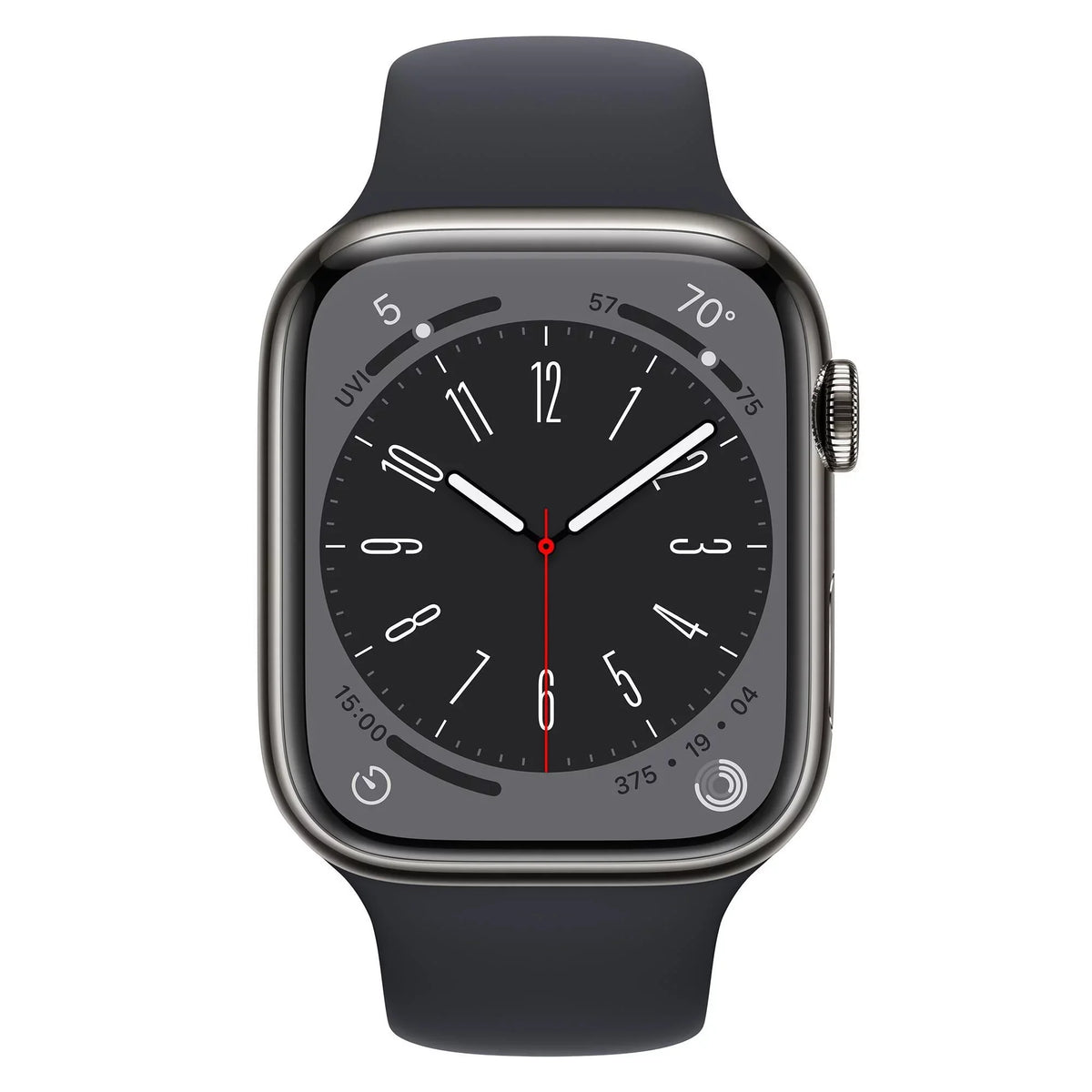 Graphite 8 (Refurbished) Cell Series Restored Apple MNW13LL/A - Stainless Midnight 8 Band Watch Gen Steel 45mm Sport
