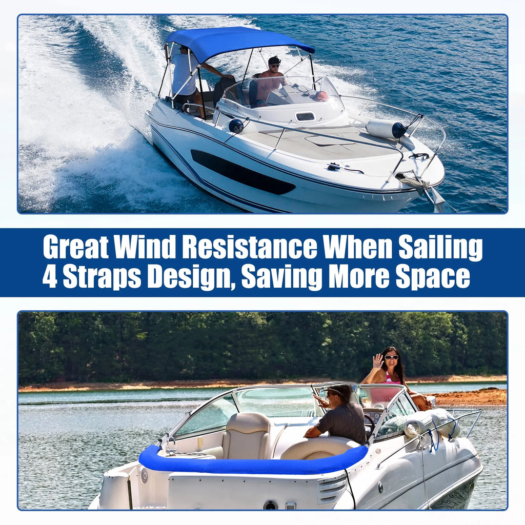 600D Steel 8"Lx54"Hx79"-84"W Hinges Top Bimini Deck Stainless Blue 4 Unique Bow Bargains