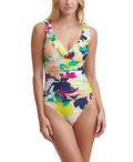 Ruffled One 6 MULTI NAVY DKNY US Piece Swimsuit, Printed