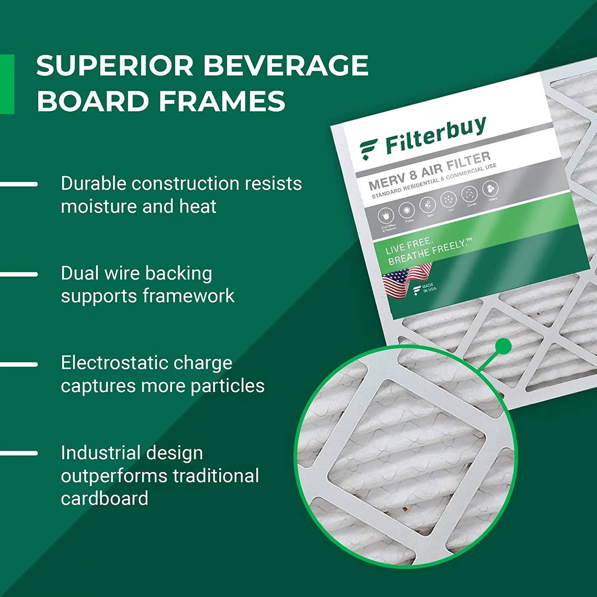 Air Furnace Pleated AC Filters MERV Filterbuy 16x25x4 8 HVAC (12-Pack)
