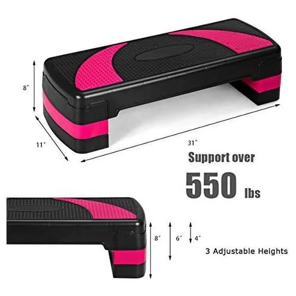 Workout Platforms 3-Level Detachable Adjustable Risers With 31” Surface, Shock-Absorb Stepper, Exercise Anti-Slip Pads, Aerobic Platform With & Step Non-Slip Height