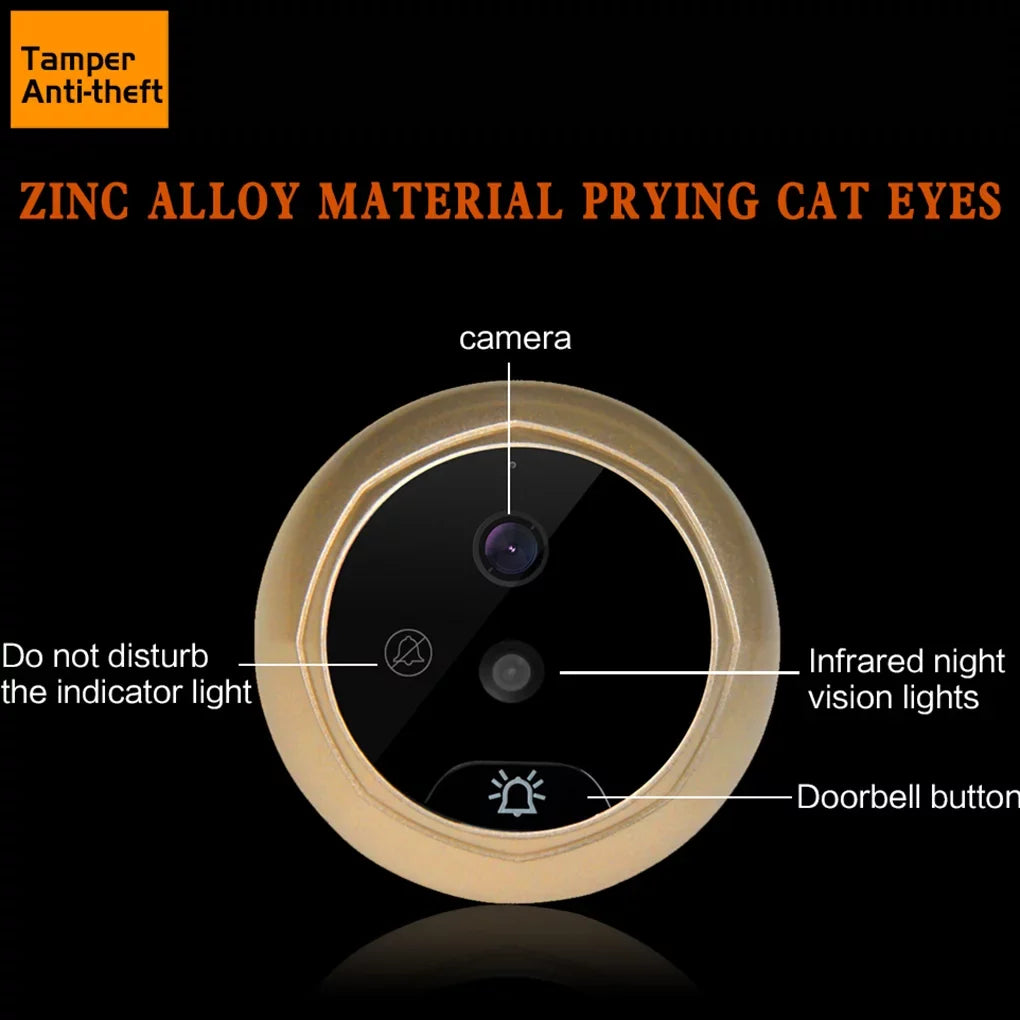 Bell Security inch Video Disturb Vision 2.0MP Wide 2.4" W5 Drilling Camera No Eye Angle Cam Viewer Peephole Night Door Door Need Doorbell