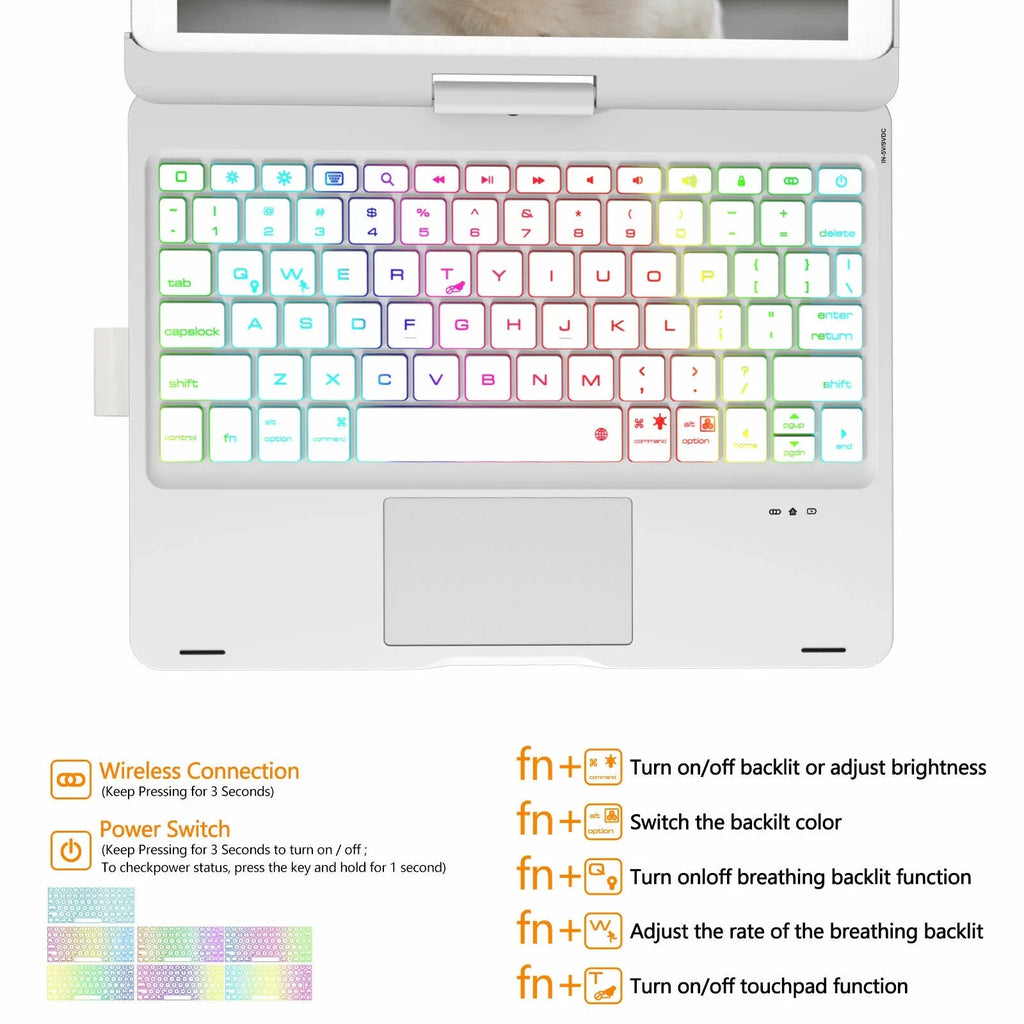 Holder 8th iPad Gen, Cover 3, Trackpad Protective Air Generation iPad Slim Keyboard for Dingrich 10.2-inch Pencil with iPad 7th 9th (2020), (2021), Pro Case iPad Generation 10.5, with
