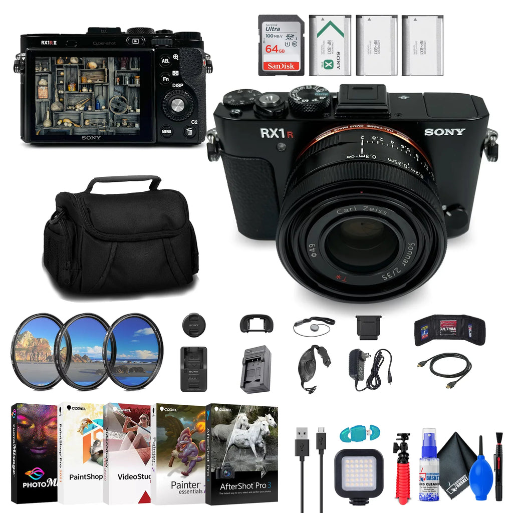 More + Digital Camera II Sony DSC-RX1R Cyber-shot Card + 64GB + Kit Filter