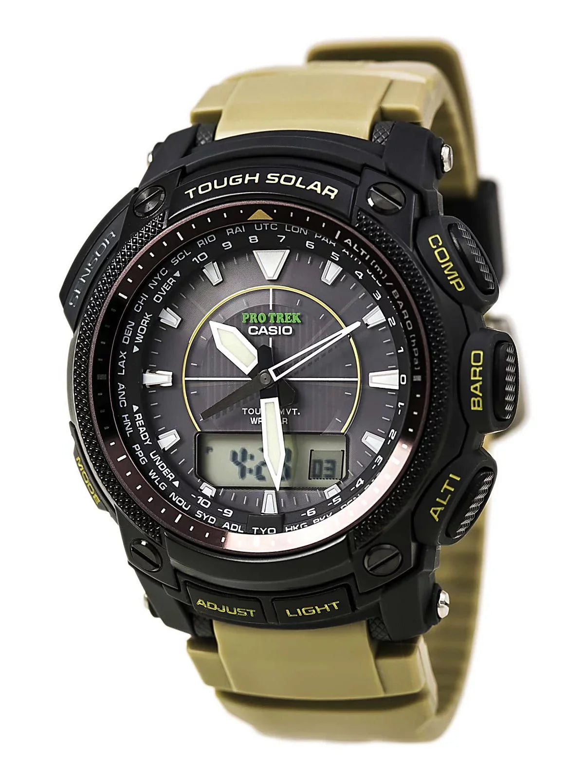 PRW5050BN-5 Watch Strap ProTrek Ana-Digi Resin Solar Men's Tough Dial Beige Black