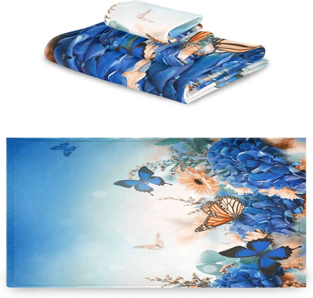 and Washcloth, Soft Hand Towel+1 Flowers Bath Gym, of 1 Hotel, 3 Towels, Butterfly Kitchen Beautiful Luxury Spa Towel+1 for Multipurpose Bathroom, Wellsay Decorative Set Shrubs