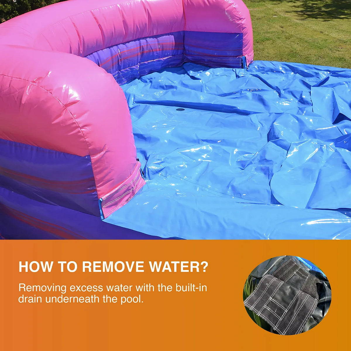 Includes Bouncer Blower, Stakes Inflatable Use, Wet Storage, and Kids, for Purple Dual Duty Dry Playset, Grade with Adults Pink Commercial JumpOrange and Heavy Princess Blowup Slide,