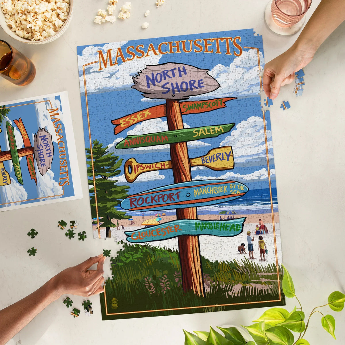 Jigsaw Massachusetts, North Press Piece Shore, Sign Lantern 1000 Puzzle, Destinations