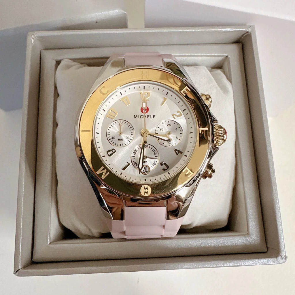 Silver Gold Michele Watch Bean Jelly Tone MWW12F000105 Two Tahitian Pink