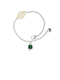 Bracelet, Goldtone Jewelry Leaves - Four Delight 6.25+1.75" Green Mini Silvertone Clover with Heart Leaf Leaf Delicate