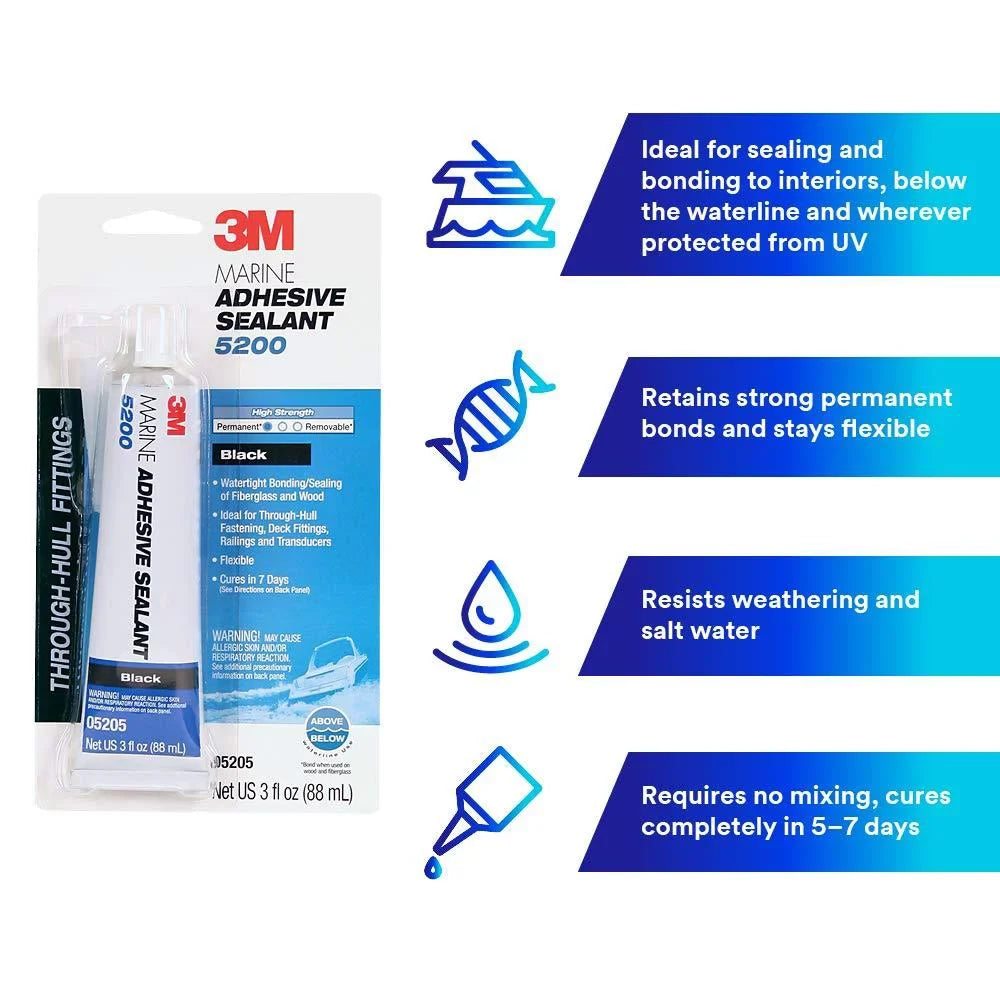 3m black, 3 sealant, marine 5200 oz adhesive