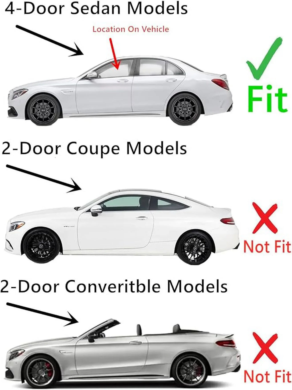 / with AMG Front C400 / Side Door 2015-2018 C65 Sedan Models AMG Glass Benz Driver Left C63 4-Door Compatible Window / C300 Door Laminated