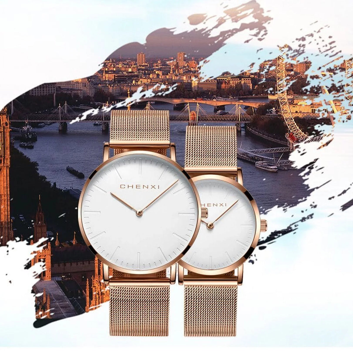gold Fashion Rose Lover Ladies Watch thin Men Luxury Watches CHENXI Ultra Quartz Dress Woman Watch Elegant Brand Waterproof Top