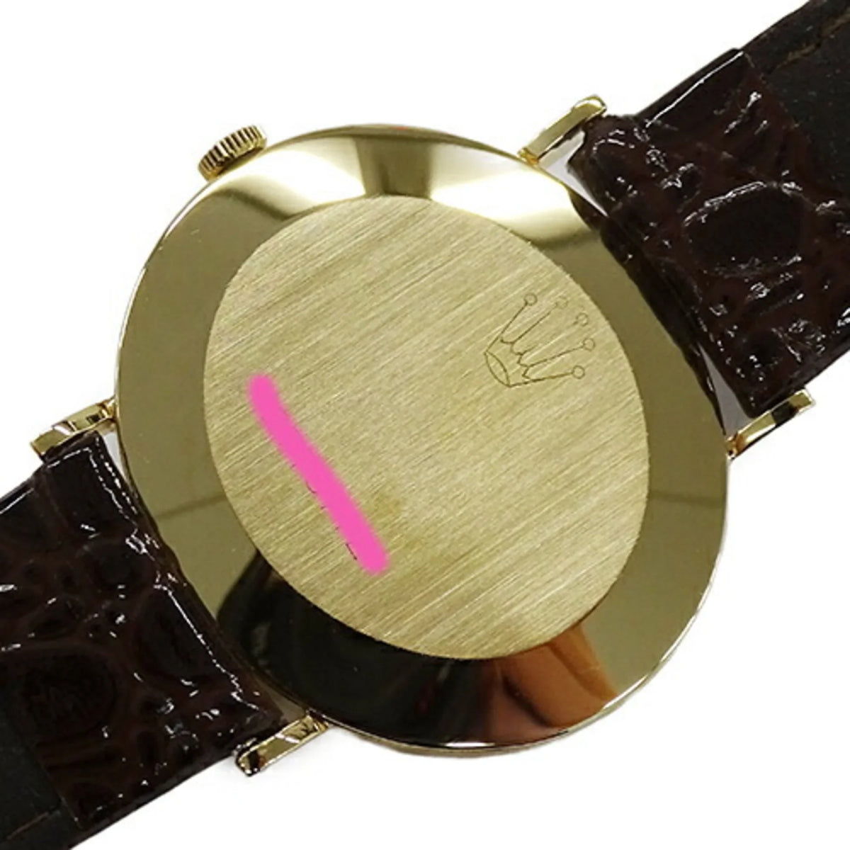 Polished Men's Rolex Pre-Owned Watch, 3831J Cellini (Fair) Leather, 750YG, Hand-wound, Gold,