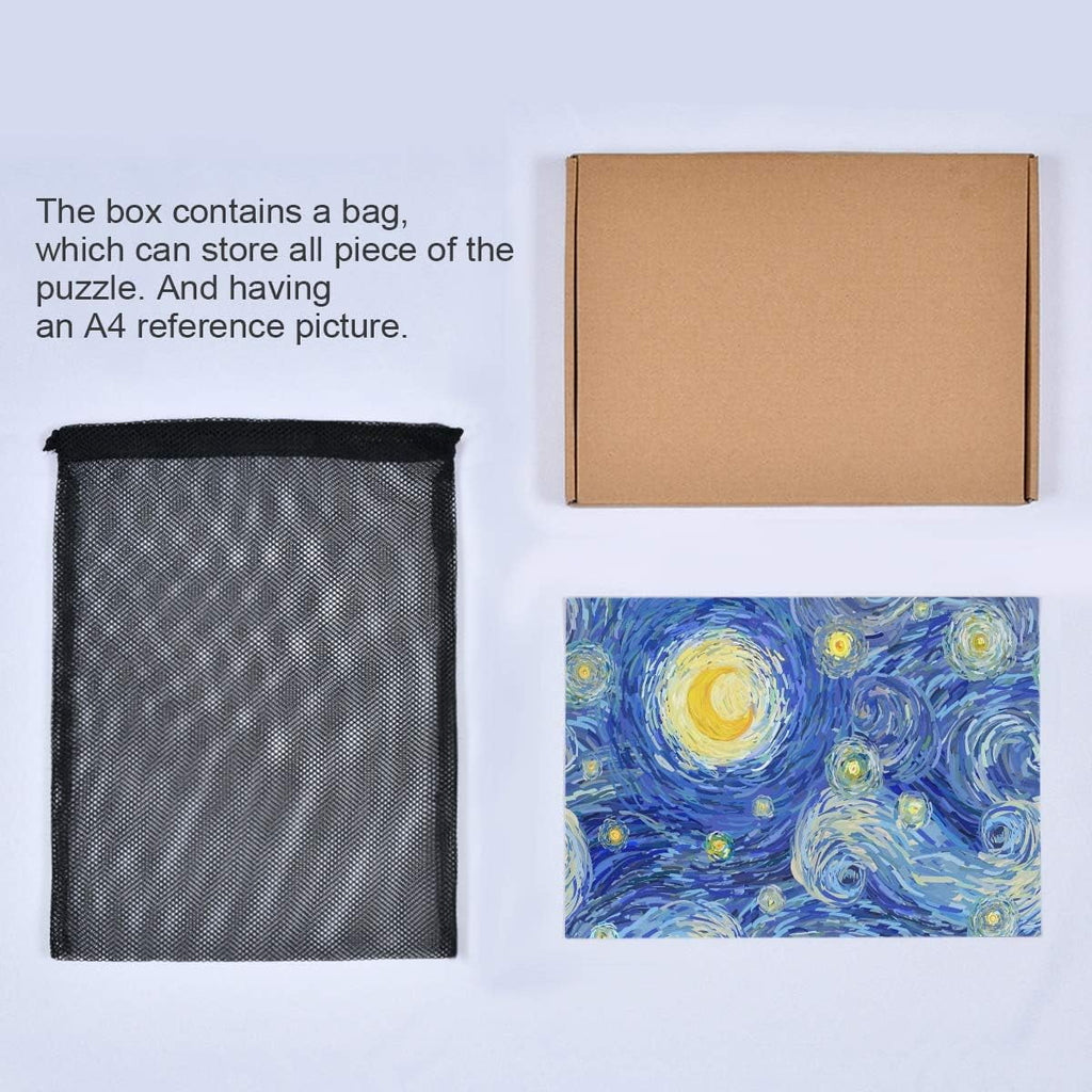 Adults Puzzles Print Cloud Stars Starry Swirly Kids Puzzle Wellsay Glowing Style Moon Sky Jigsaw Van DIY Night Gift 1000 Gogh Pieces for