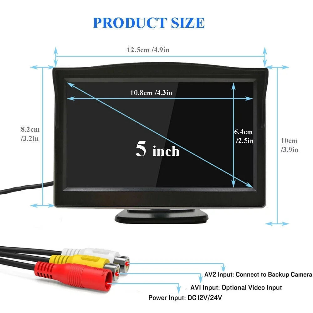 5" Monitor View Rear Night System HD Wireless Camera + Vision Parking Car Backup