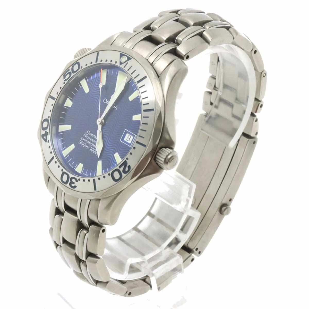 Professional Watch Date Men's (Good) Dial Automatic Pre-Owned Titanium 2231 OMEGA Blue Seamaster 300 80