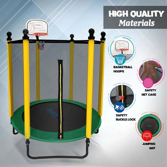 Green SereneLife with Trampoline, Trampoline Enclosure Rectangle 10FT Jump Outdoor 5FT Net