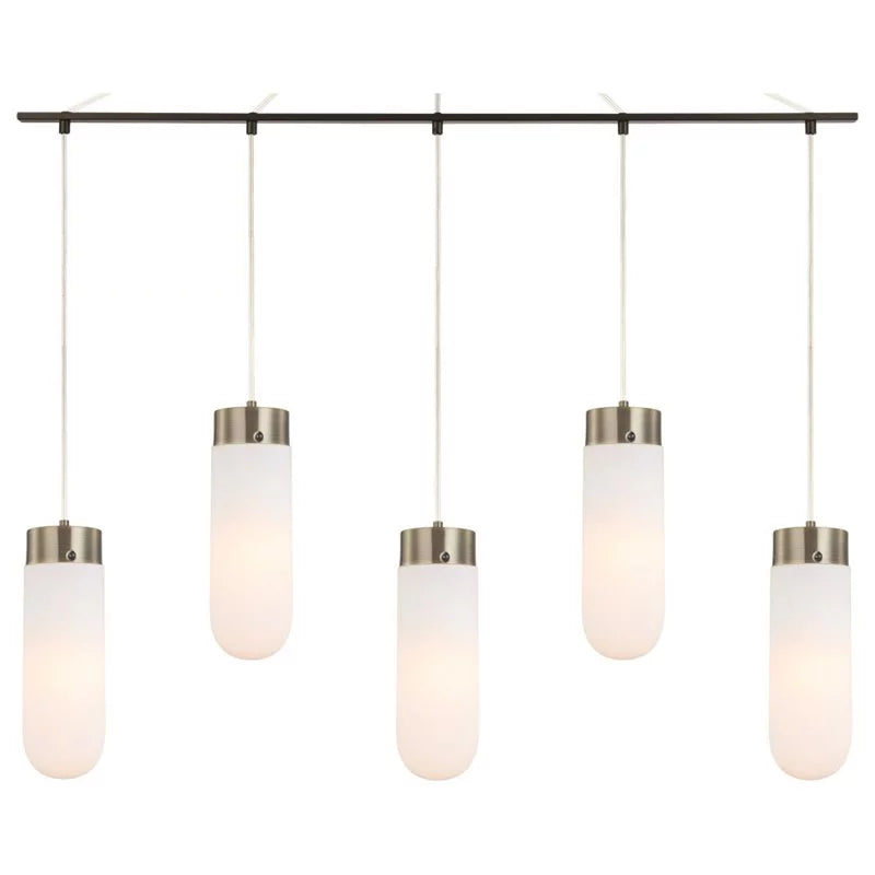 Opal Bullet Tanner Lighting Woodbridge LED 5-Light in Bronze Chandelier 42"