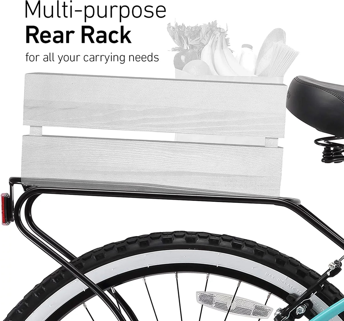and The Wheels Black Women's 26" Beach sixthreezero Bicycle Around Green Grips Cruiser Single-Speed Block Seat Mint with