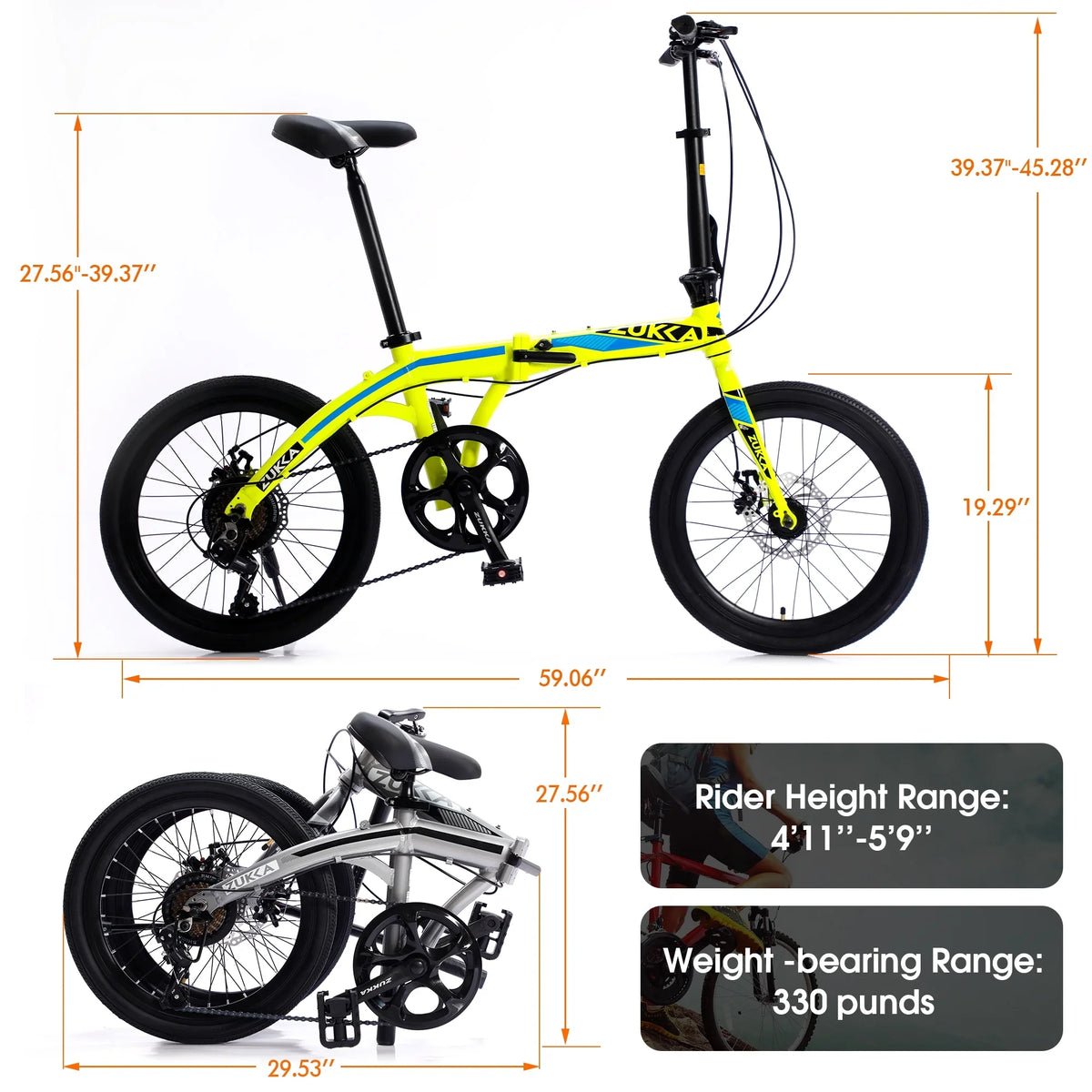 8 City 20" Bike, Speed Yellow Bike, Frame, Aluminium Alloy Folding