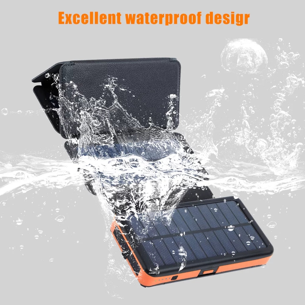 Portable Panel For Phone Battery Folding Charger Bank Power 26000mAh External Cell Solar Flashlight 6 with Solar