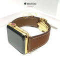 SERIES Gold Band 42MM Leather 3 24K iWatch Brown