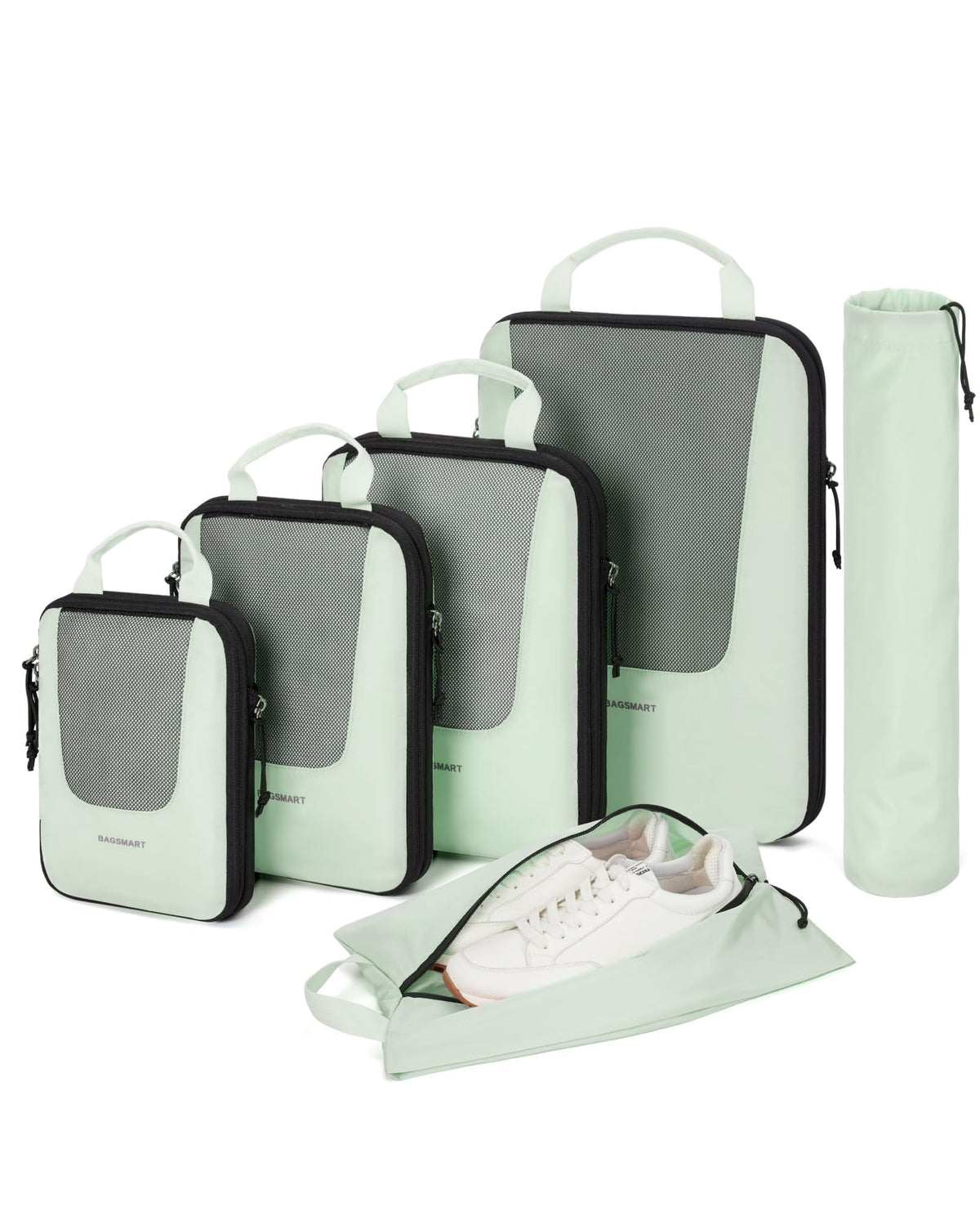 Packing Green Packing Travel Pcs for Organizers Accessories, Lightweight BAGSMART Cubes Storage for Suitcase Compression 6 Travel, Foldable Bags Luggage Expandable