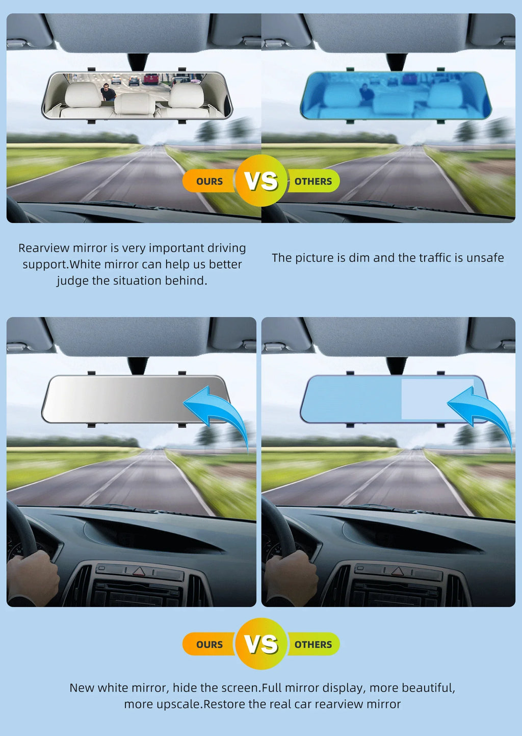 HD Dash Touch Parking 5'' Mirror G-Sensor, Monitor, Rear and Dual Parking Screen Recording, Mirror with Front TOGUARD 1080P Cam Dash Camera Loop Full Camera, Assistant for Cars, IPS Rear View