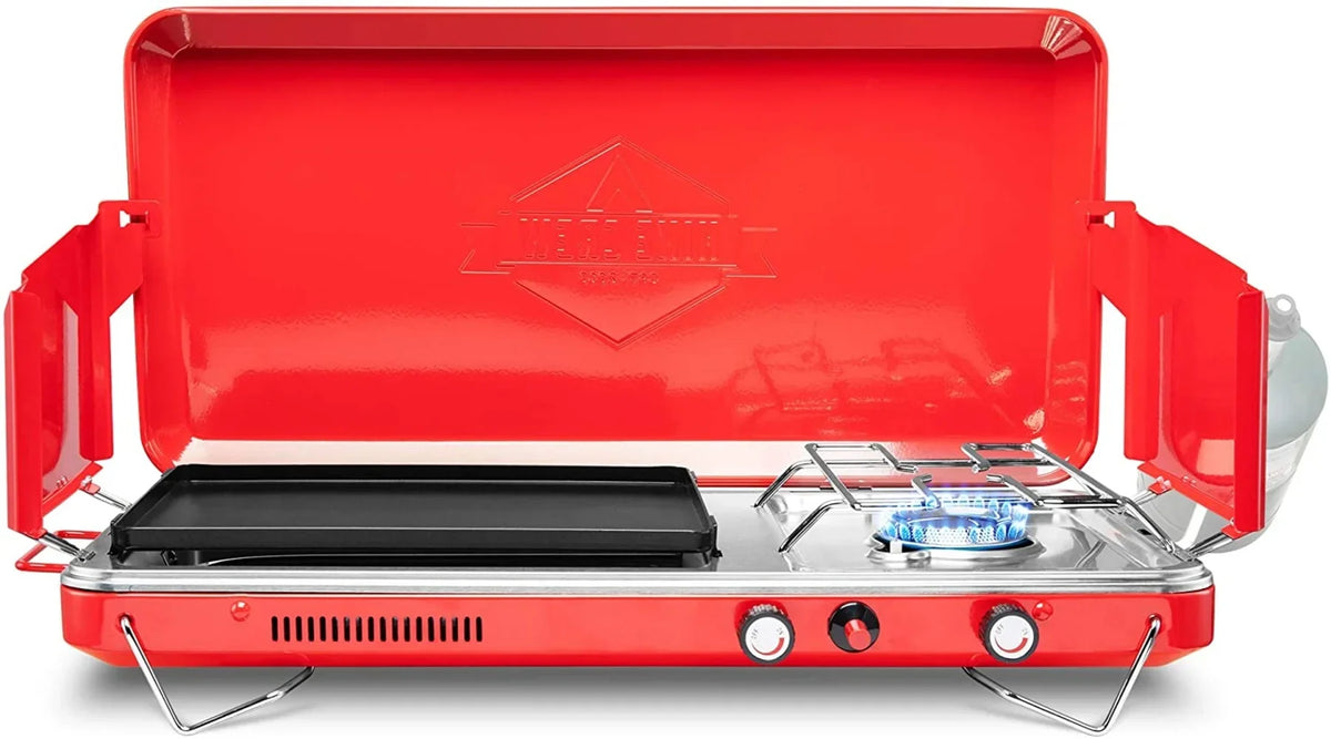Hike Grill/Stove, Crew, 2 Burners Propane Gas Camping Stove, 2in1 Portable