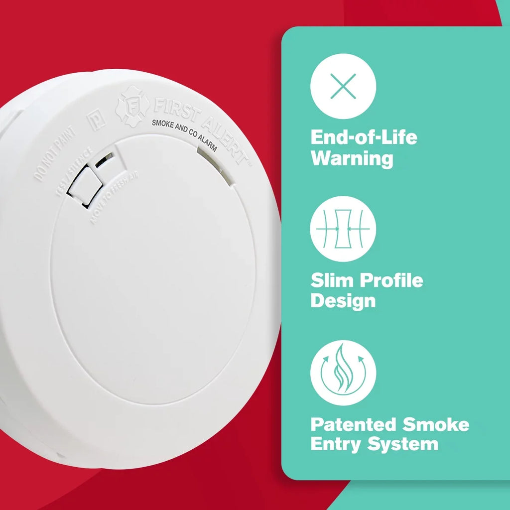 Combination First Smoke Carbon Slim - (1039783) Monoxide Alarm PRC700 & Design Battery-Operated Alert