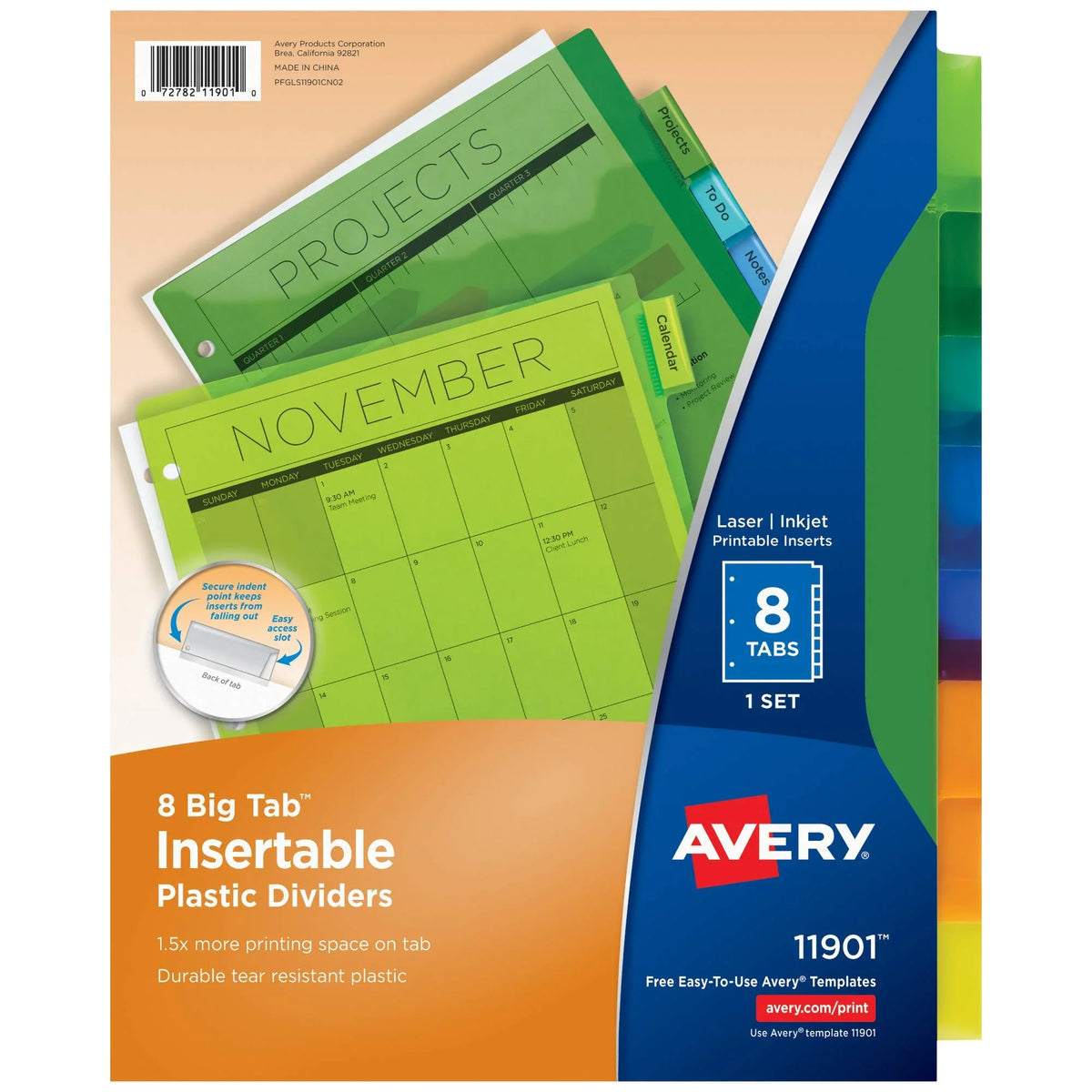 Dividers, Sets Tab Tabs, Pack Big 24 of Avery Multicolor Insertable 11901 Case Plastic 8