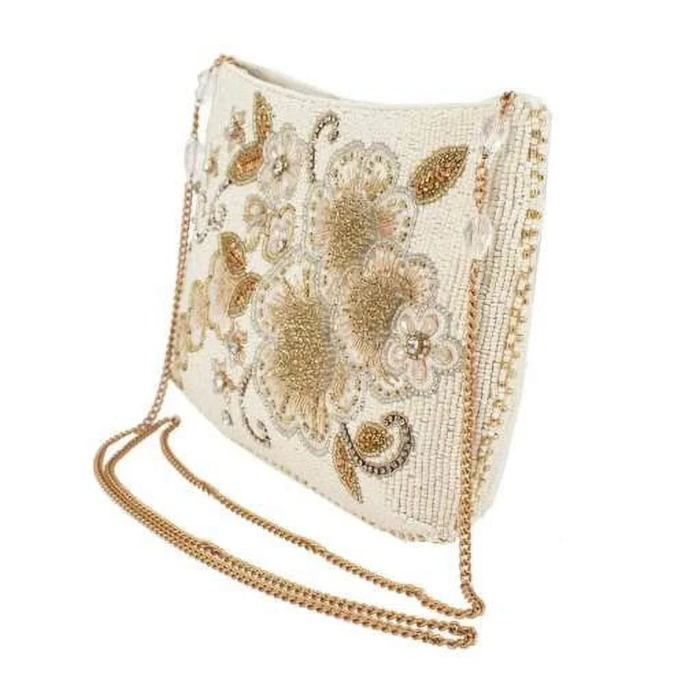 Bridal Crossbody Bride Clutch Mary Frances White Radiance Handbag Bag Beaded NEW