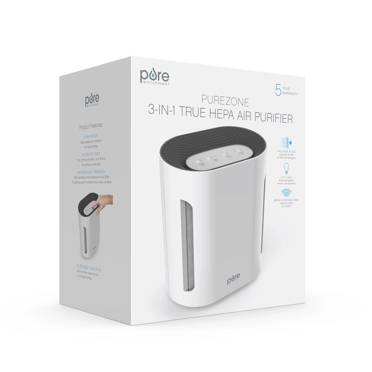 Pure True Air Enrichment HEPA Zone Purifier 3-in-1