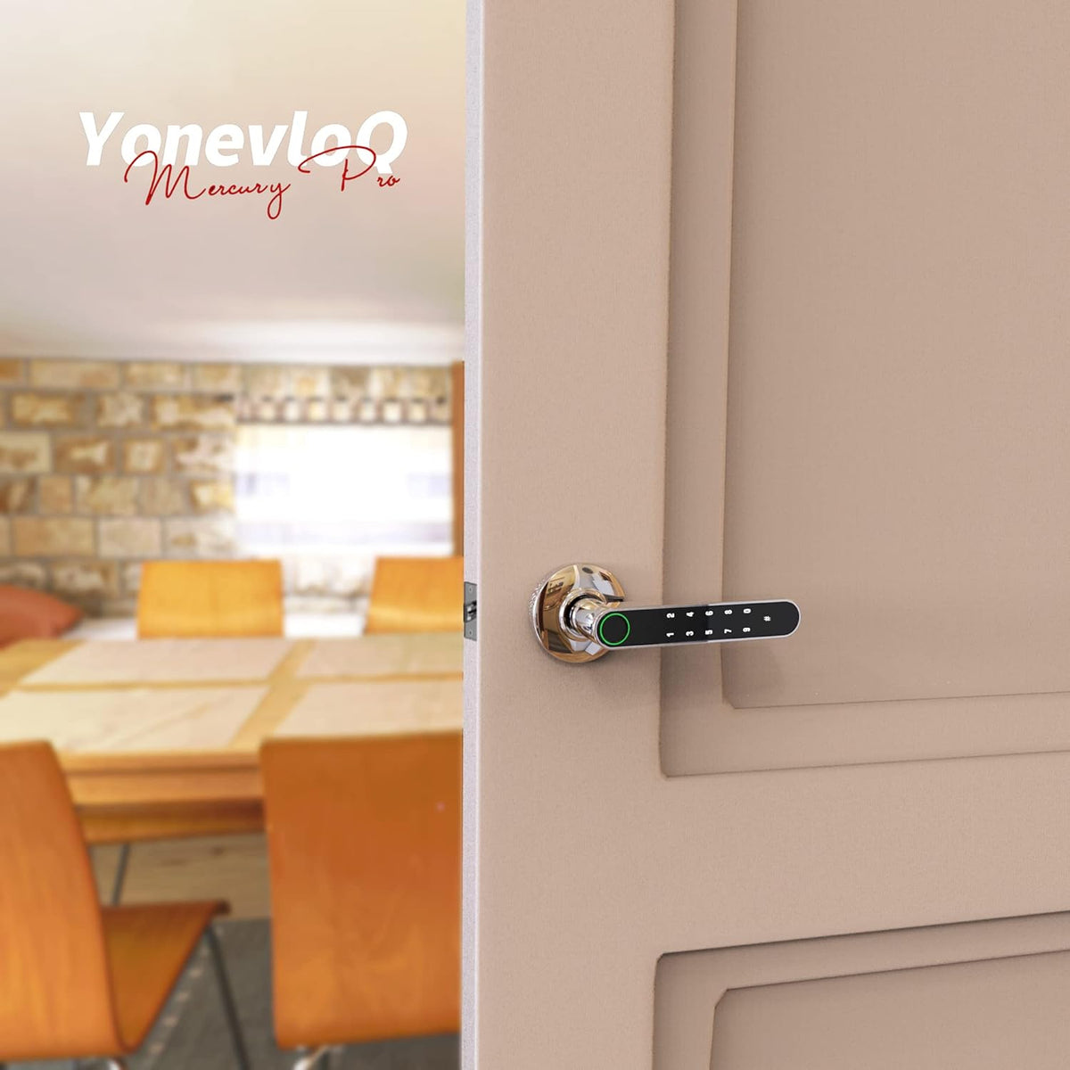 New Tuya Suited Keypads Smart Handle Install and Easy GOURE, Home [2024 Password, with Airbnb, App Fingerprint Door Door to Upgrade] Lock by Keys, Ideally Office, for Backup