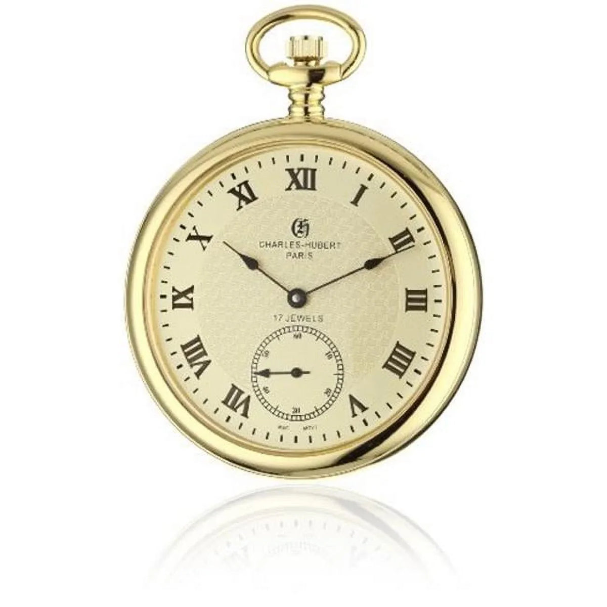 Pocket Dial Stainless Watch Gold Steel Face Open IP-Plated Enterprise Unitron