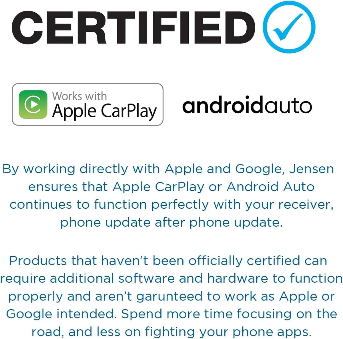 DIN Double Radio, Stereo Apple Jensen Android 7-inch Wireless, J3CA7W New CarPlay Car or Certified Wired Auto,