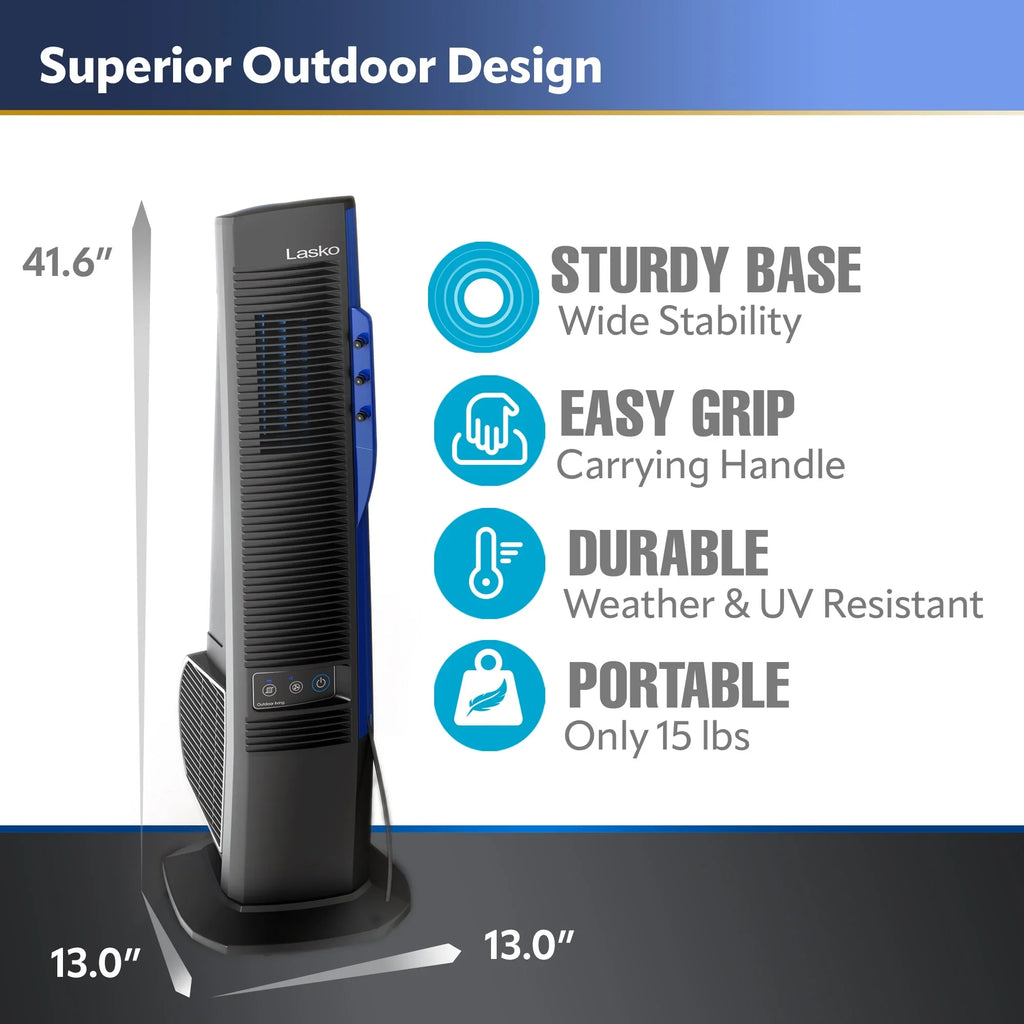 Misto 4 Misting Outdoor Foot 42” Black 10 Speeds, Power Lasko Cord, Fan Tower with YF300,