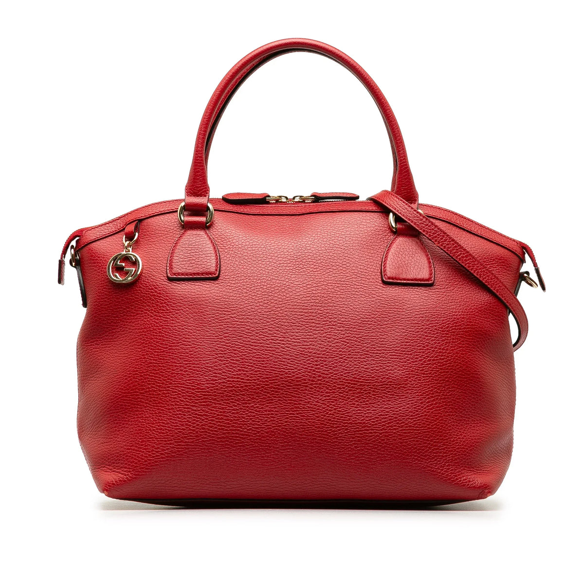 Pre-Owned Charm Unisex Calf Authenticated Gucci Red Dome (Good) Convertible Leather Satchel GG