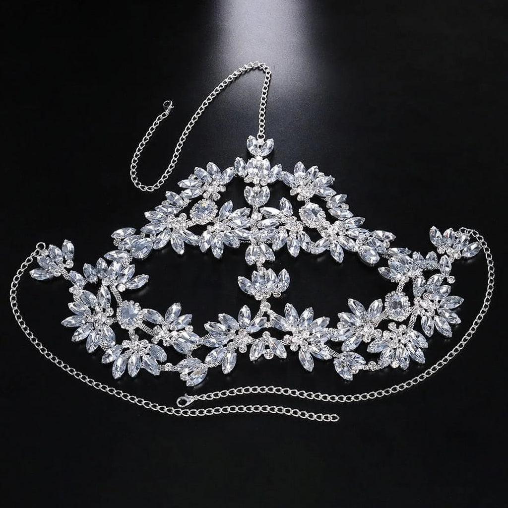 Women Halloween Crystal Face Mask Chain Masquerade Masks Rhinestone for Mask Face