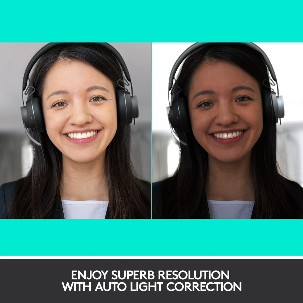 Logitech Noise-Canceling Webcam with and Pro 4K HDR Black Mics,