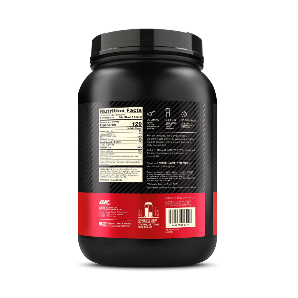 Servings Whey g 2 100% Standard Powder, lb, Banana, Nutrition, Protein Optimum Protein, Gold Strawberry 30 24