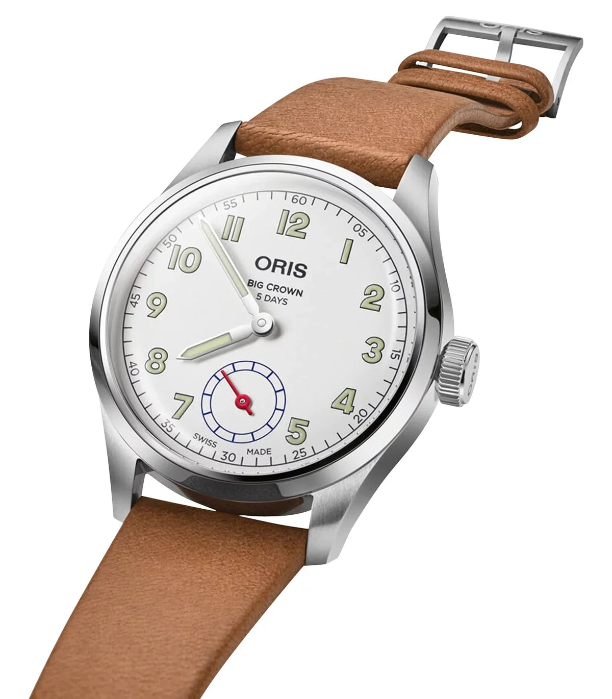 Steel Dial Crown Wings Beige 401 Edition Limited Big Watch Of Mens Strap Stainless Hope 7781 Automatic Leather Oris 4081-Set White