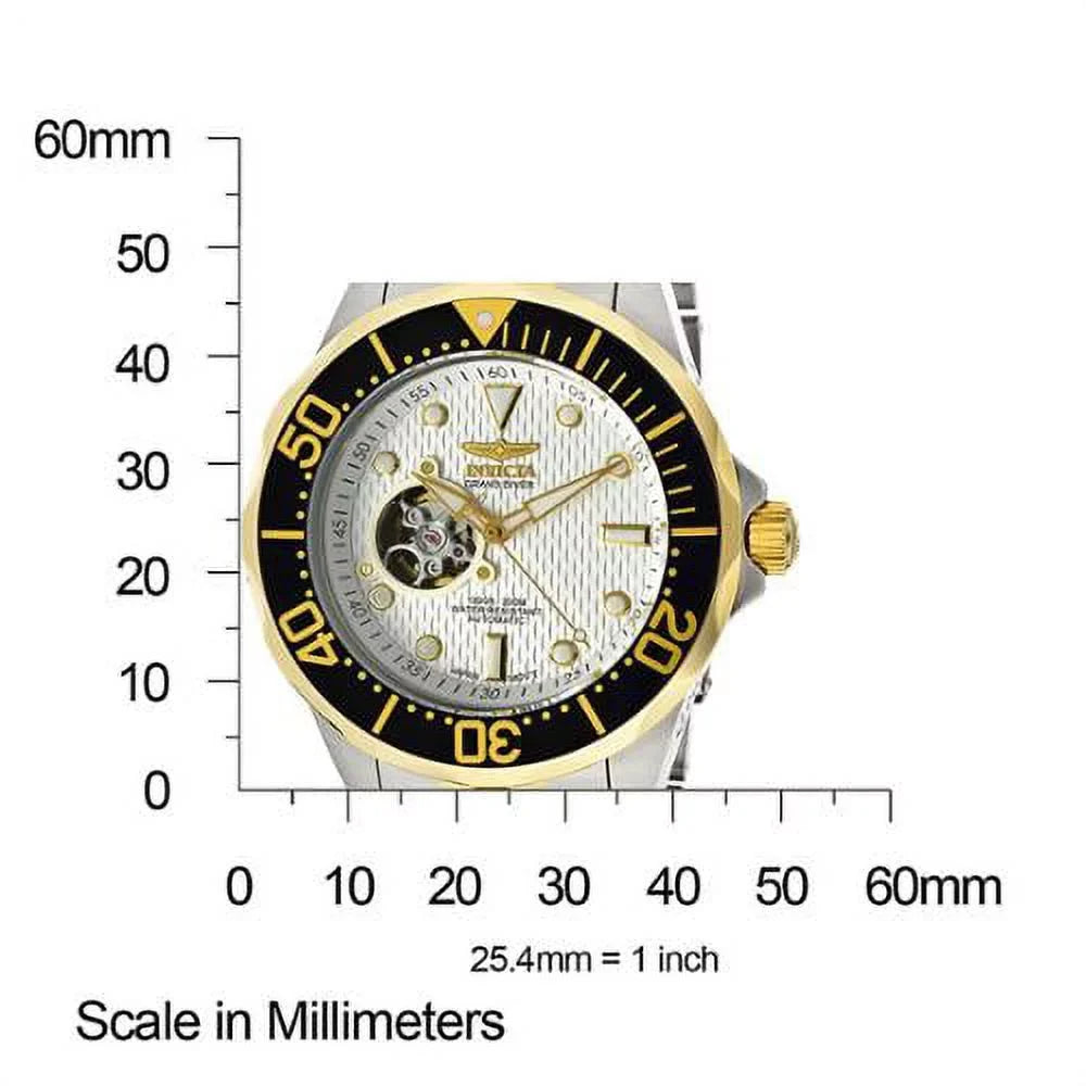 Diver White Tone Watch Men's 13704 Stainless Invicta Grand Dial Steel Textured Two Automatic
