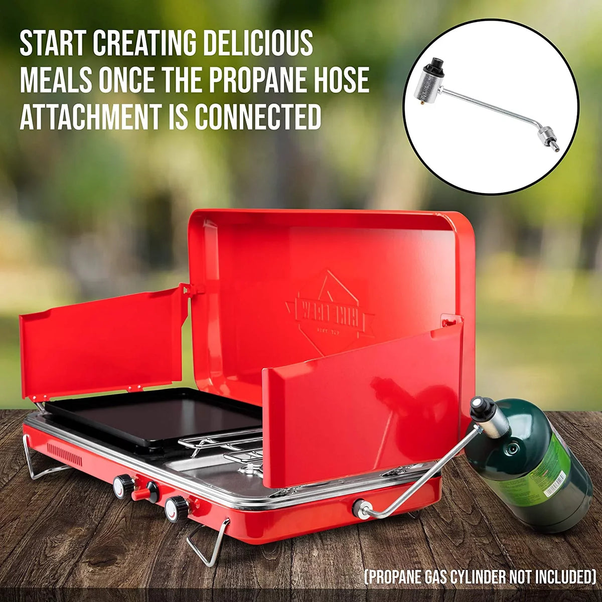 Hike Grill/Stove, Crew, 2 Burners Propane Gas Camping Stove, 2in1 Portable