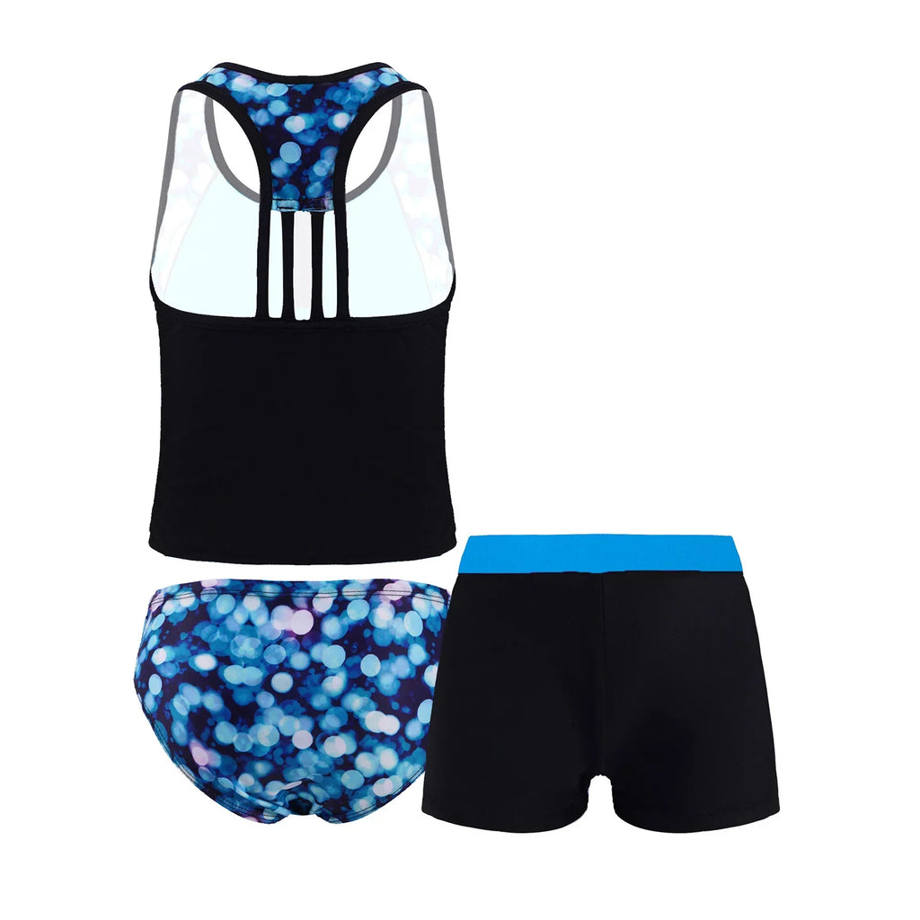 Swimwear,Sizes Pieces Blue Set Tankini Girls Hawaii Summer Bathing Floral 3 Swimsuit INHZOY Suit 4-16 Beach 8