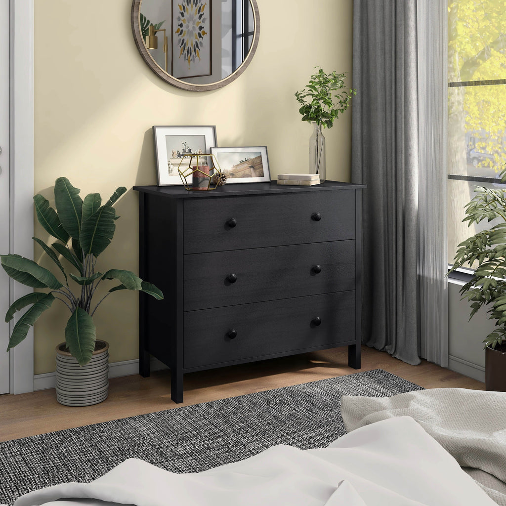 White Youth 34-inch Wide DH Denhour by Dresser BASIC Transitional Marble 3-Drawer Neutral
