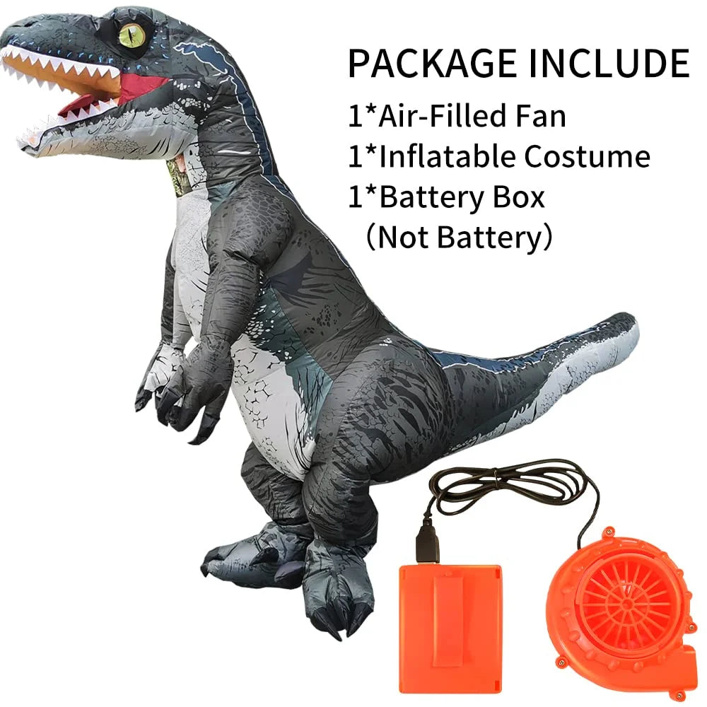 Full Costume Dinosaur Women Blow Body Grey DomKom Velociraptor Up Adult Costume T-rex Halloween Costume Inflatable Raptor Men