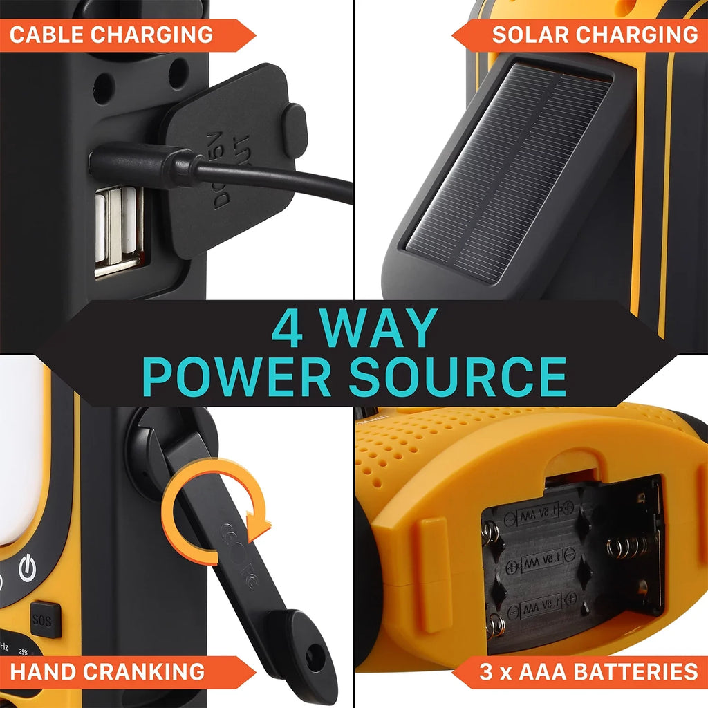 Outdoors & Emergency Charging, FosPower Light, Reading Charger A7) SOS (Model Alert, for Alarm 6,000mAh & Weather Power Hand Solar Weather Camping Bank with Lantern Crank & FM/NOAA Radio